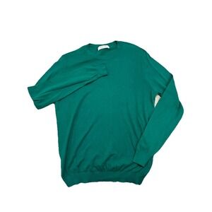 ZARA Men's Kelly Green Premium Cotton Long Sleeve Sweater Size M Lightweight